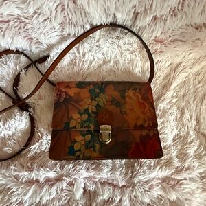 Patricia Nash Brown and Orange Floral Crossbody Bag
